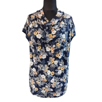 Bluzka z lejącym dekoltem typu woda drobne żółte kwiatki